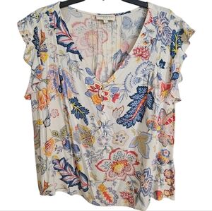 Cynthia Rowley Floral 100% Rayon Blouse Sz 1X